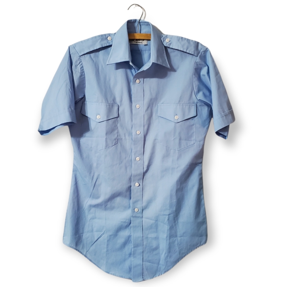 "THE AVIATOR" PILOT SHIRT, SHORT SLEEVE by Van Heusen Men's Size 14 1/2 …